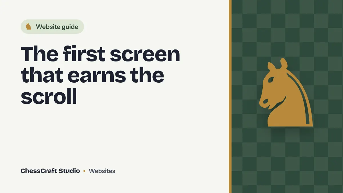 A homepage hero section on a laptop and a phone, with labels pointing to the headline, supporting line, call to action button, proof and product visual